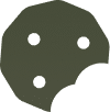 Small dark green cookie icon with a bite taken from the lower-right edge.